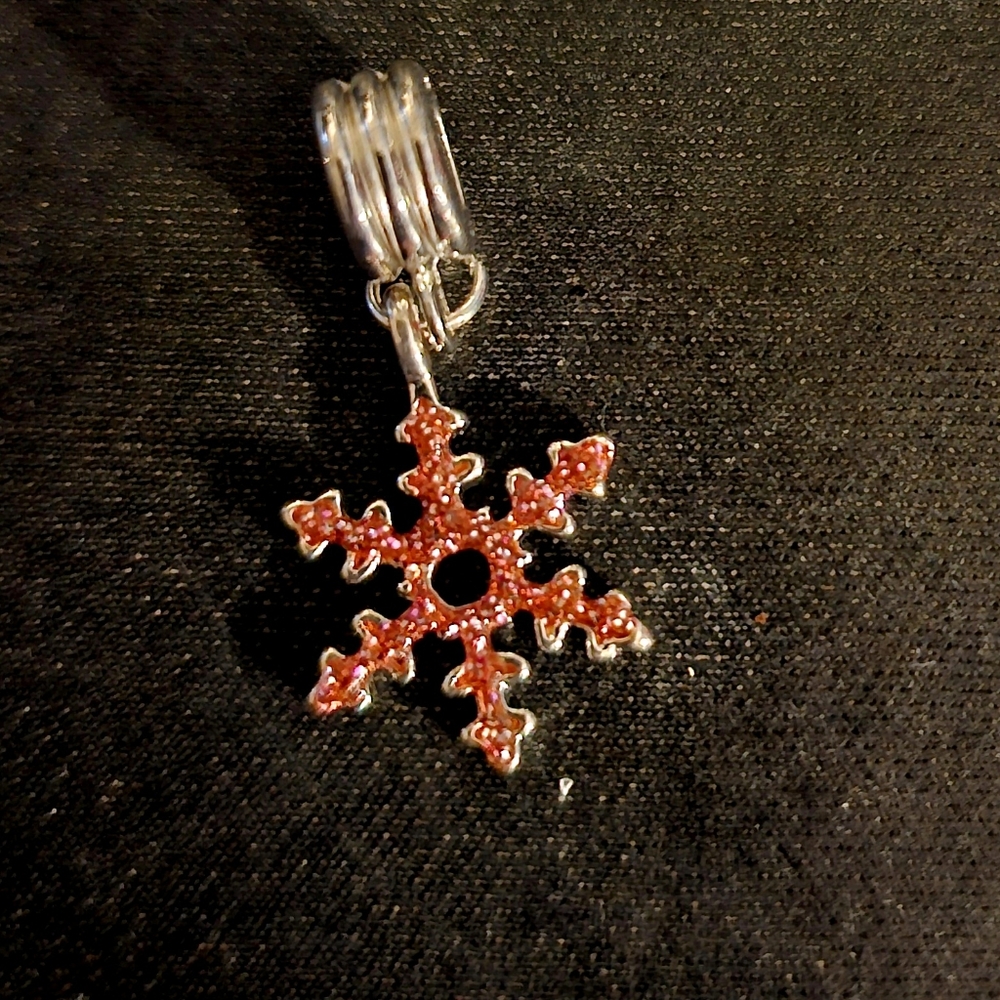 Pink Snowflake Pandora Style Charm